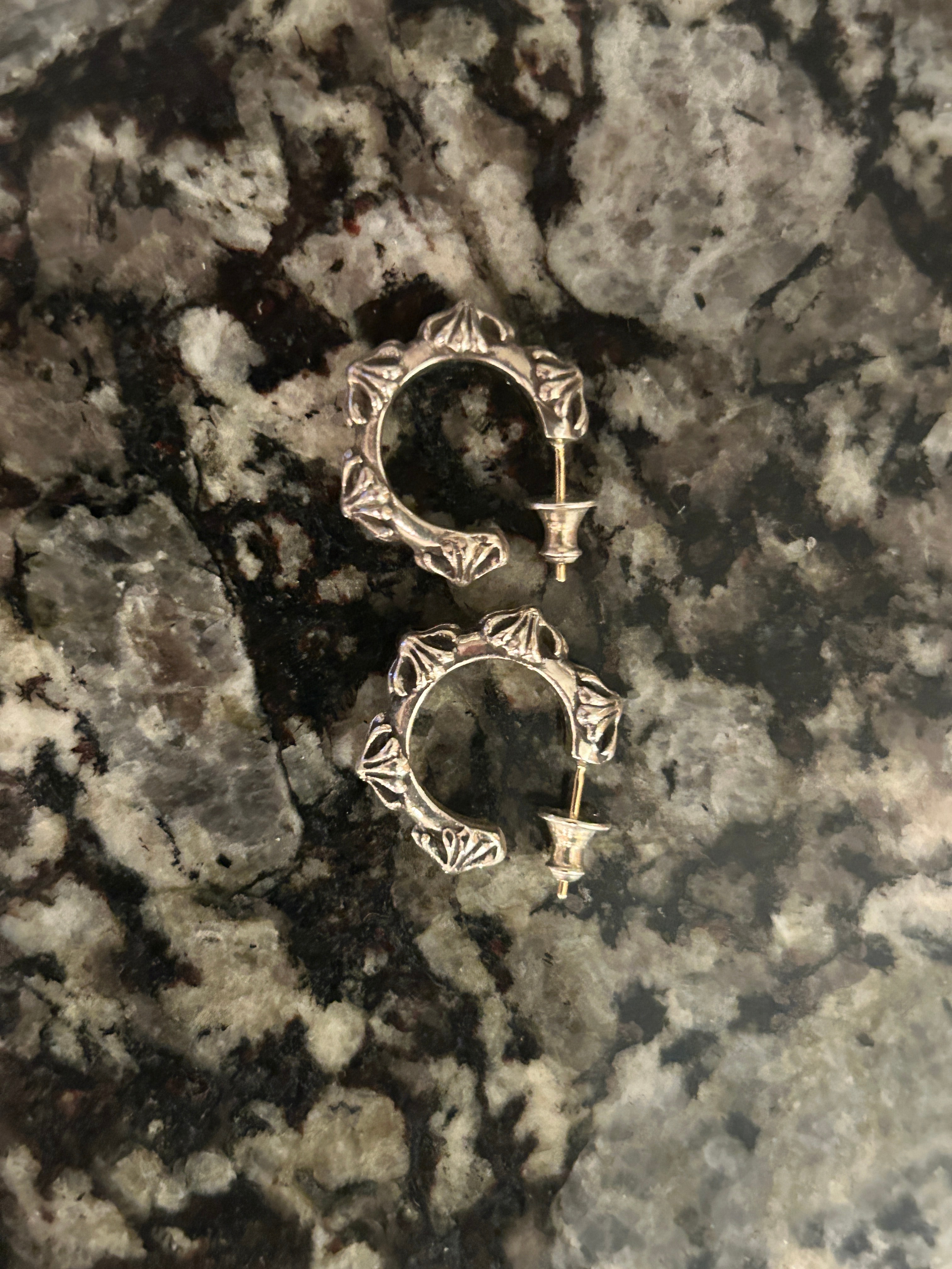Chrome Hearts Cross Band Hoop Earrings "Silver"