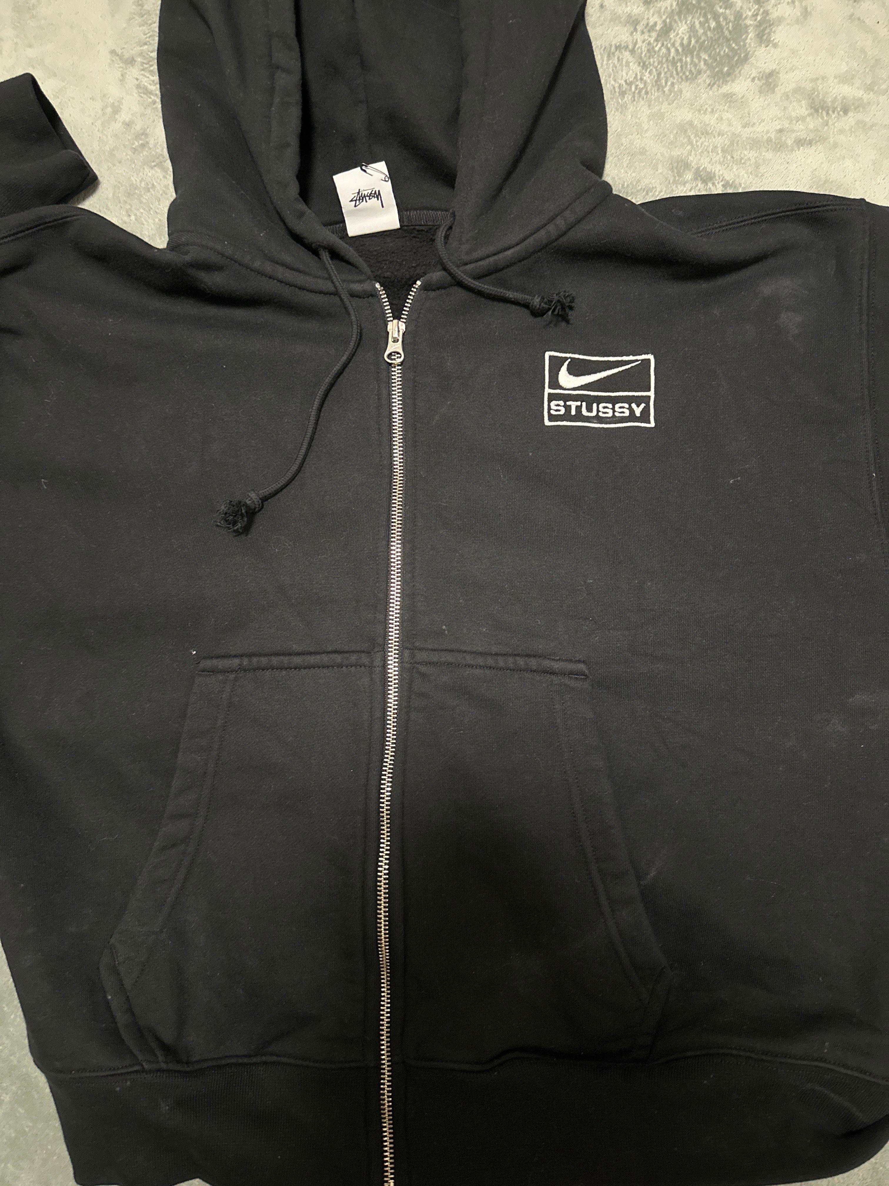 Stussy x Nike Stone Washed Fleece Zip Hoodie "Black" (US Size) FJ9175-010