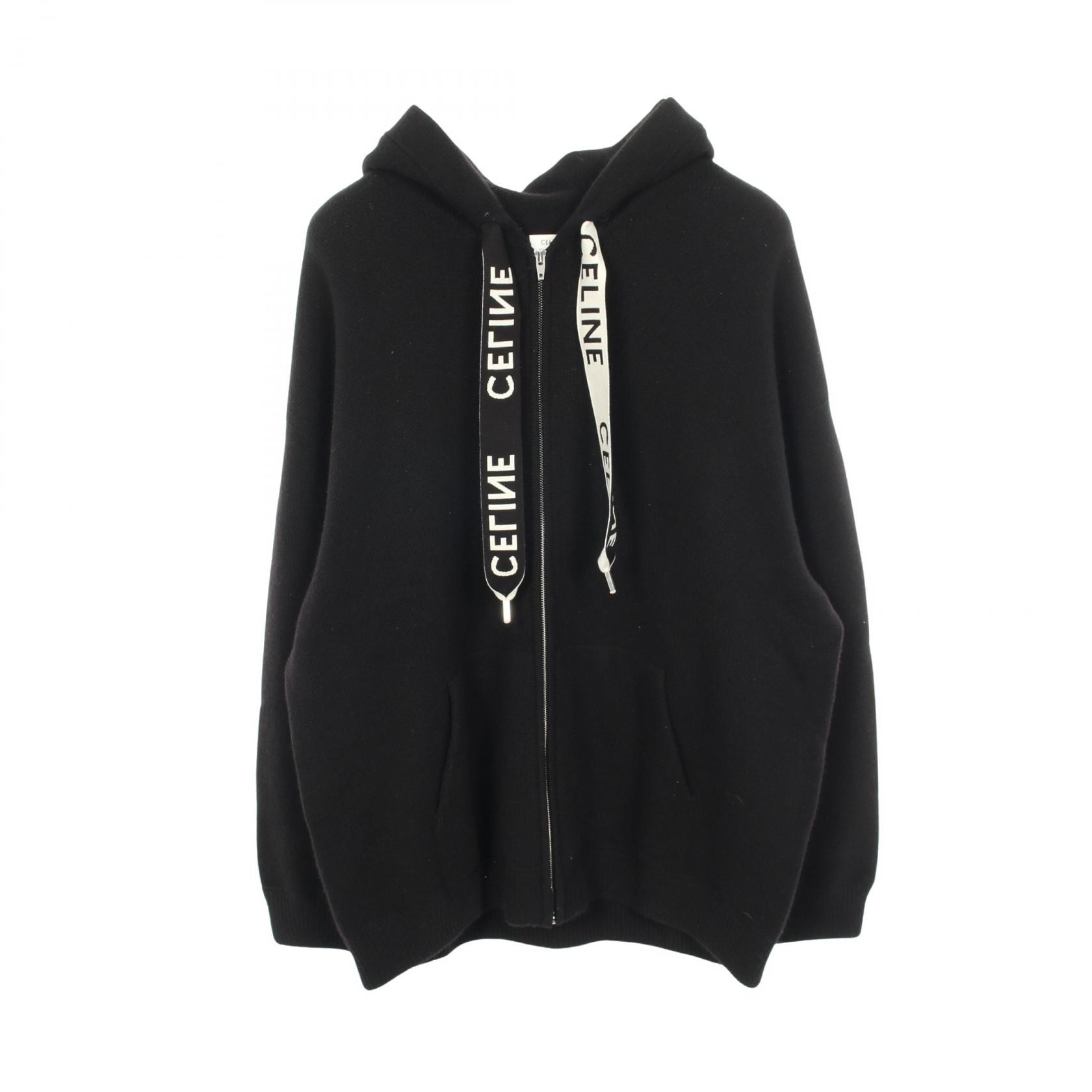 セリーヌ CELINE ロゴ ニット パーカー 衣料品 トップス ウール カシミヤ レディース ブラック系 2A77O402P 【中古】