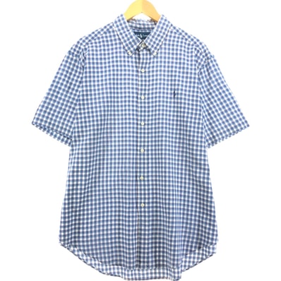 古着 ラルフローレン Ralph Lauren CLASSIC FIT クラシックフィット 半袖 ボタンダウン チェックシャツ メンズXL相当/eaa560656