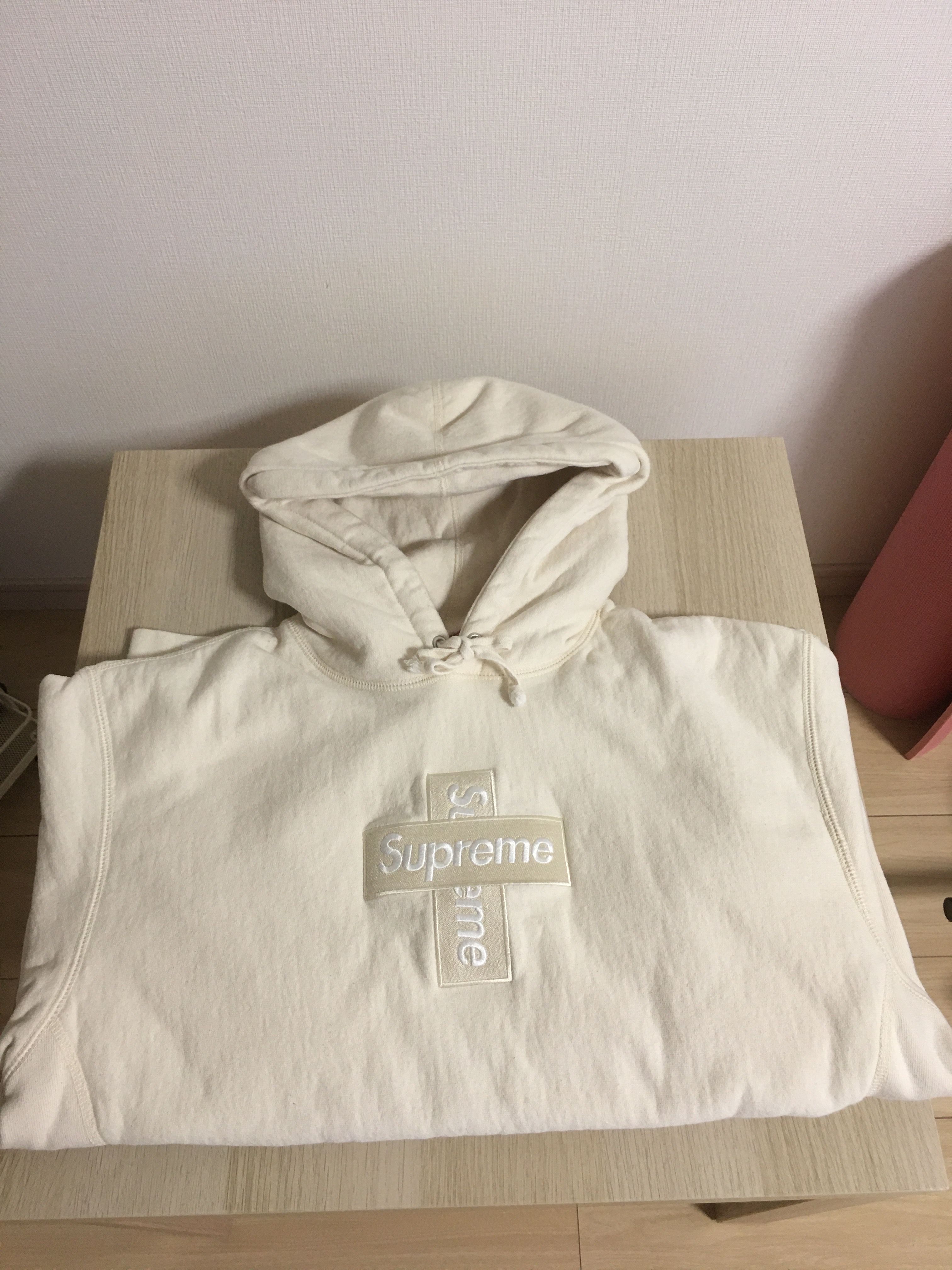 Supreme Cross Box Logo Hooded Sweatshirt "Natural"