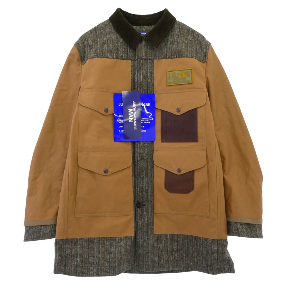 JUNYA WATANABE COMME des GARCONS MAN ジュンヤワタナベコムデギャルソンマン ジャケット 25AW WP-C014 ウール 襟コーデュロイ レザーパッチ 切替 ジャケット ブラウン系 M【極上美品】【中古】