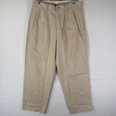 古着 トミーヒルフィガー TOMMY HILFIGER チノパンツ 長ズボン ボトムス 大きいサイズ ワンポイントロゴ w35 L36 ベージュ系 メンズ