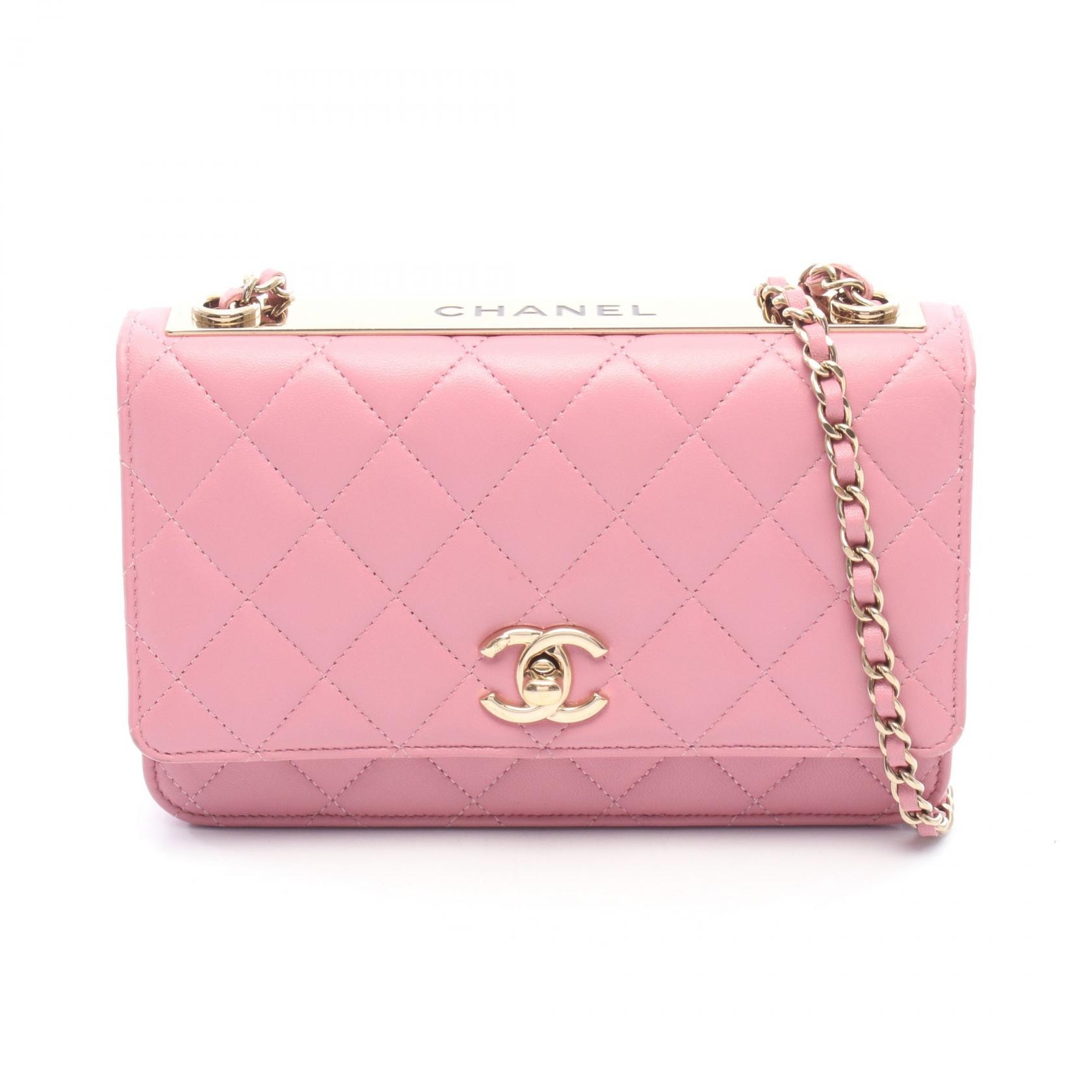 シャネル CHANEL トレンディCC マトラッセ ショルダーバッグ バッグ ラムスキン(羊革) レディース ピンク系 A80982 【中古】