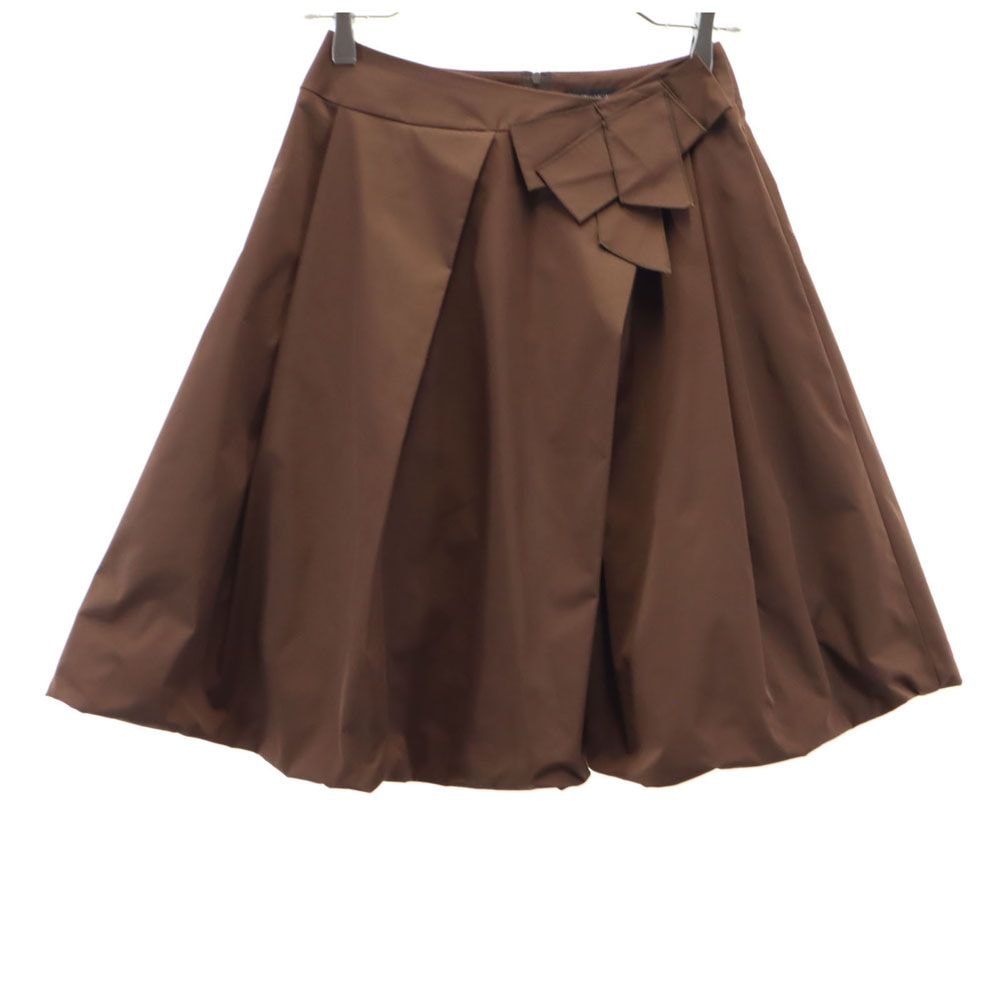 FOXEY NEW YORK フォクシーニューヨーク 日本製 ミニ丈 プリーツスカート 38 ブラウン バックジップ