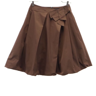 FOXEY NEW YORK フォクシーニューヨーク 日本製 ミニ丈 プリーツスカート 38 ブラウン バックジップ