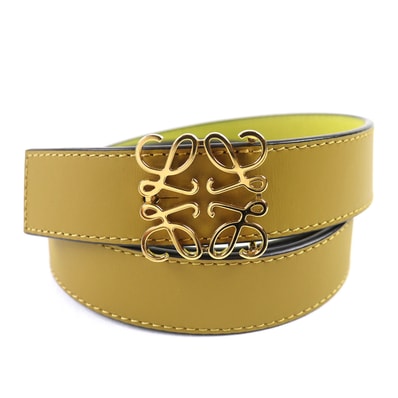 極美品 ロエベ アナグラムバックル レザー ベルト 80/32 832213