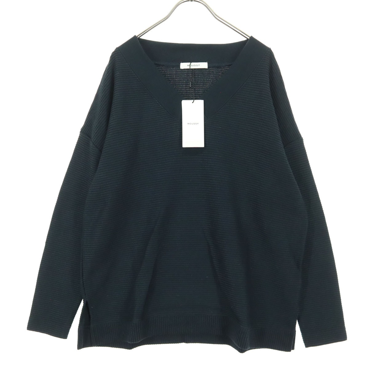 未使用 MOUSSY マウジー 長袖 Vネック ニット FREE ブラック