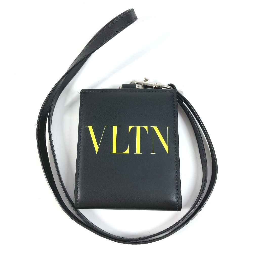 ヴァレンティノ VALENTINO VLTNロゴ ネックウォレット 財布 小銭入れ ストラップ付 2つ折り財布 レザー ブラック