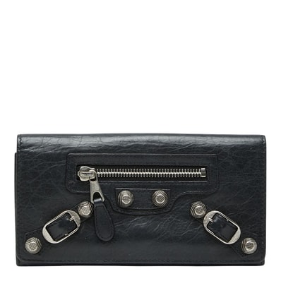 バレンシアガ クラシックコンチネンタル 二つ折り長財布 186194 ブラック レザー レディース BALENCIAGA 【中古】
