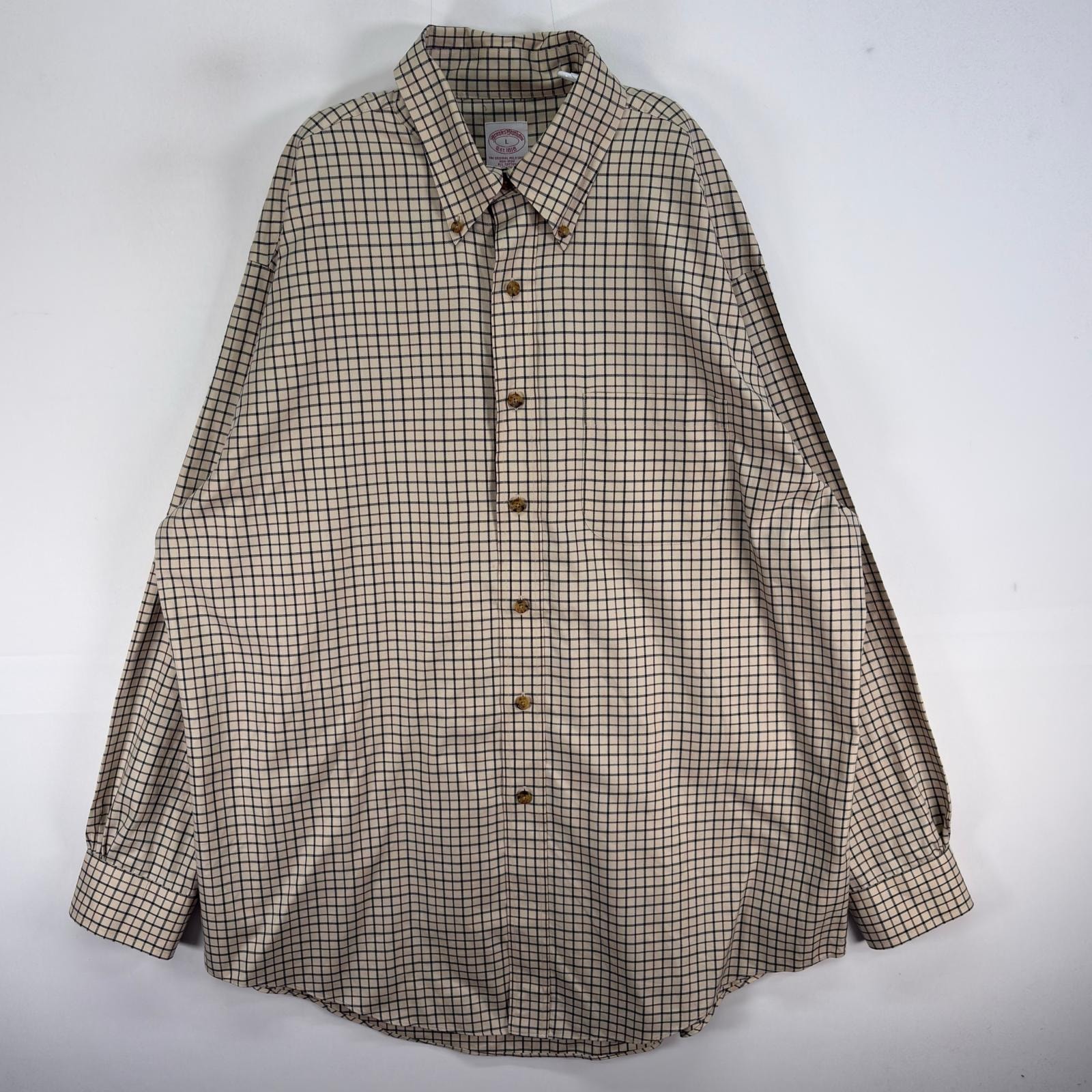 古着 ブルックスブラザーズ Brooks Brothers 長袖シャツ チェック 胸ポケ ボタンダウン L ベージュ系 マルチカラー メンズ