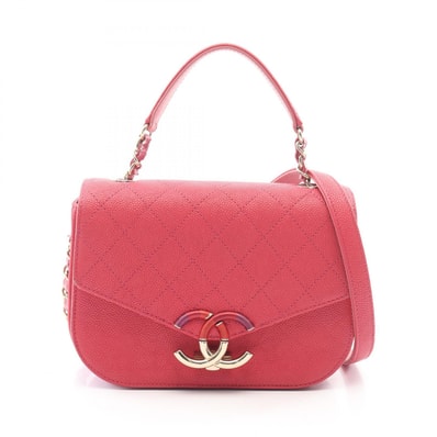 シャネル CHANEL ココマーク トップハンドル フラップバッグ マトラッセ 2WAY ショルダーバッグ バッグ キャビアスキン(グレインドカーフ) レディース ピンク系 A93659 【中古】