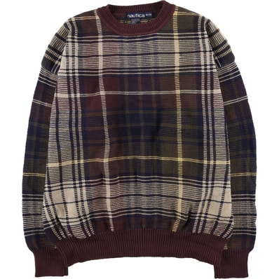 古着 90年代 ノーティカ NAUTICA チェック柄 コットンニットセーター メンズXL相当 ヴィンテージ/eaa399597