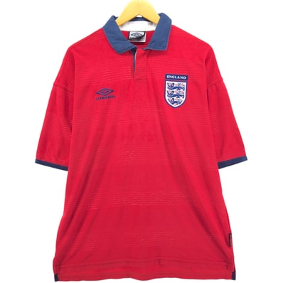 古着 90~00年代 アンブロ UMBRO イングランド代表 パイル地 襟付き サッカーユニフォーム ゲームシャツ メンズL相当 ヴィンテージ/evb030029
