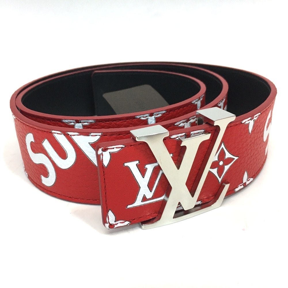 ルイヴィトン LOUIS VUITTON モノグラム サンチュール LV イニシャル MP015 ルイヴィトン×シュプリーム ズボン用ベルト ベルト レザー レッド 新品
