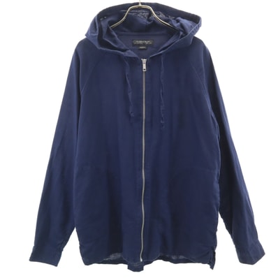 ZARA MAN ザラマン リネンブレンド 長袖 ジップパーカー L ネイビー