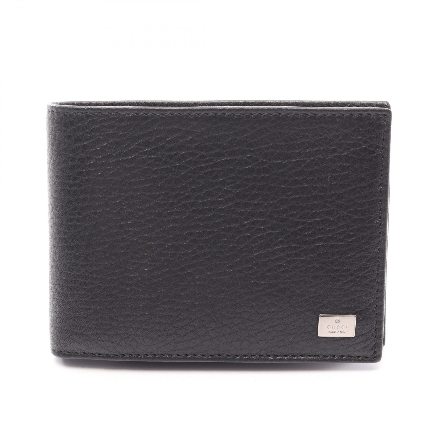 グッチ GUCCI 二つ折り財布 財布 レザー メンズ ブラック系 278623 【中古】