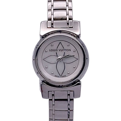 LOUIS VUITTON ルイ・ヴィトン タンブール ビジュ 腕時計 Q151C ステンレススチール ホワイト シルバー レディース【中古】