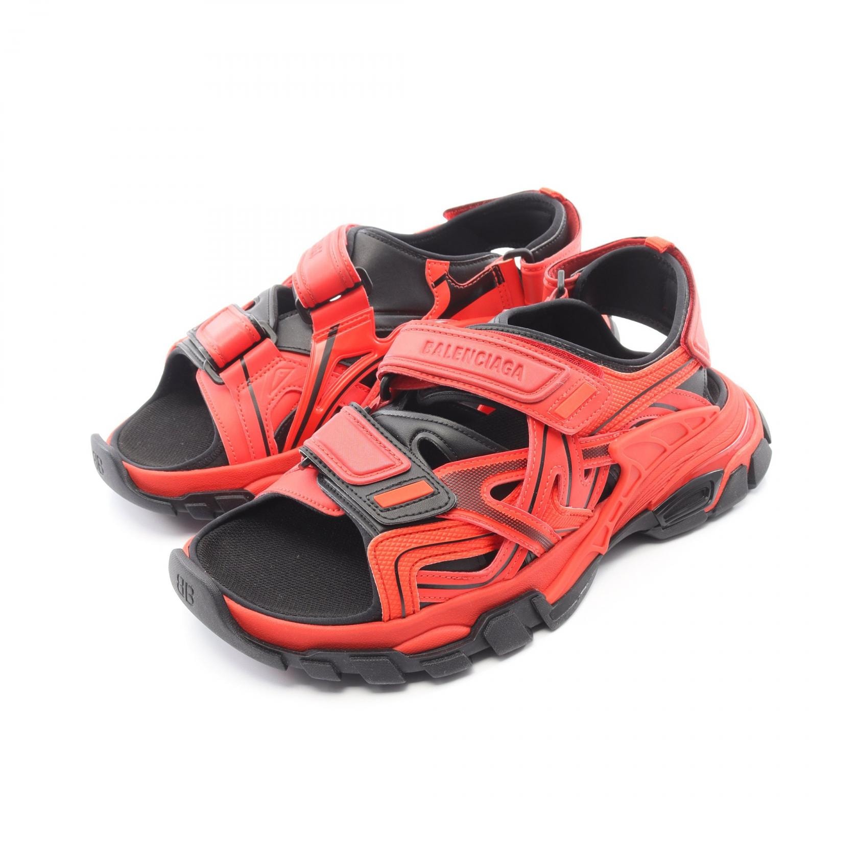 バレンシアガ BALENCIAGA TRACK トラック サンダル 靴 レザー ファブリック メンズ レッド系 / ブラック系 617542 【中古】