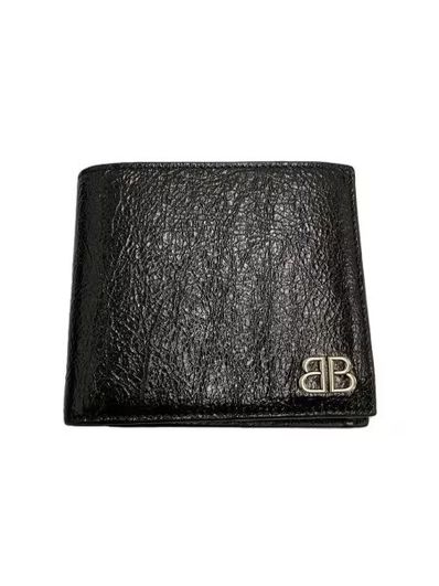 BALENCIAGA Monaco Square Folded Coin Wallet "Black"