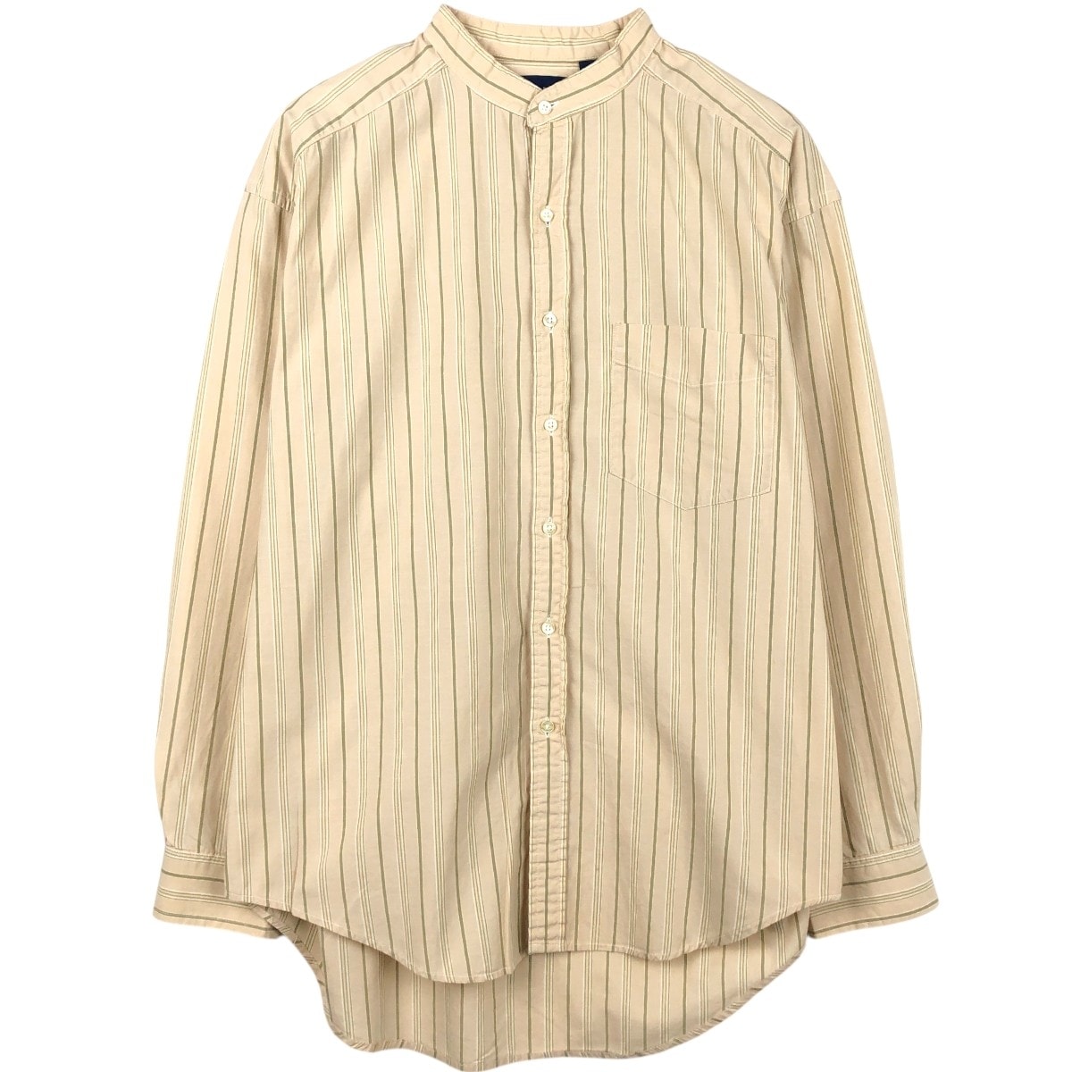 古着 90年代 ギャップ GAP オールドギャップ スタンドカラー 長袖 ストライプシャツ カナダ製 メンズL相当 ヴィンテージ/eaa665994