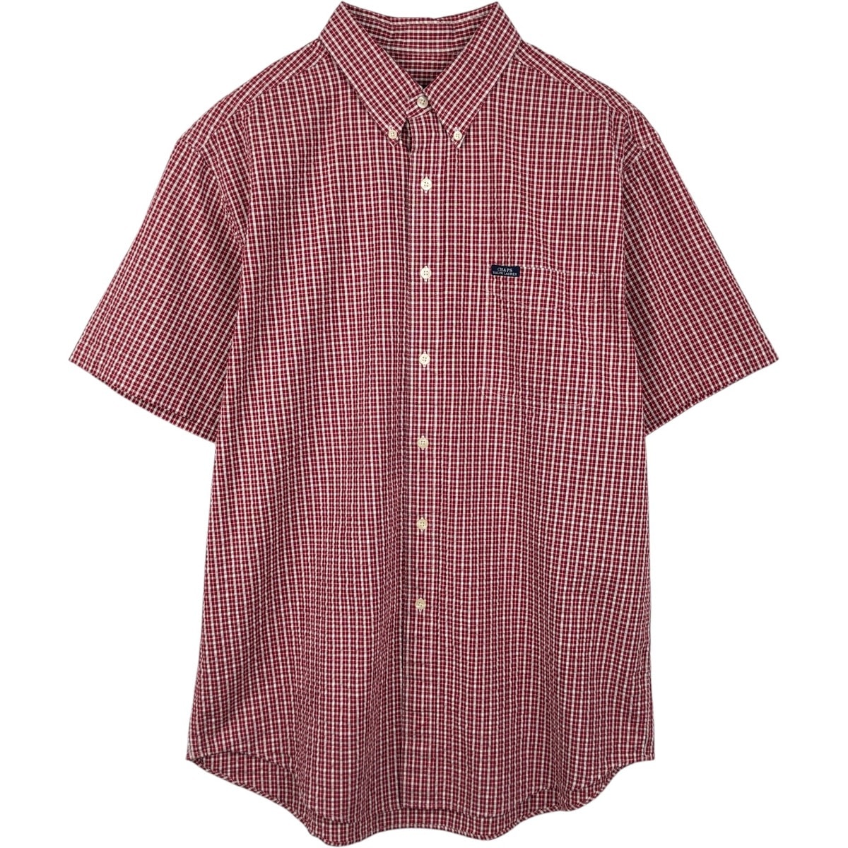 古着 ラルフローレン Ralph Lauren CHAPS チャップス シアサッカー 半袖 ボタンダウン チェックシャツ メンズL相当/eaa655719