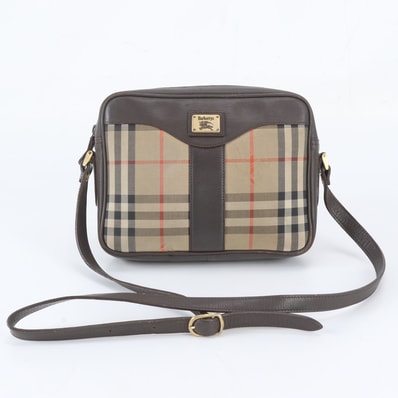 ■美品 バーバリー ノバ チェックショルダーバッグ レザー×ナイロン