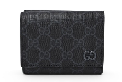 グッチ 未使用 ミニ財布/三つ折り GGディテール GUCCI 折財布 GGスプリーム 769225 ブラック/グレー【中古】