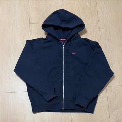 Supreme Small Box Zip Up Hooded Sweatshirt "Navy"