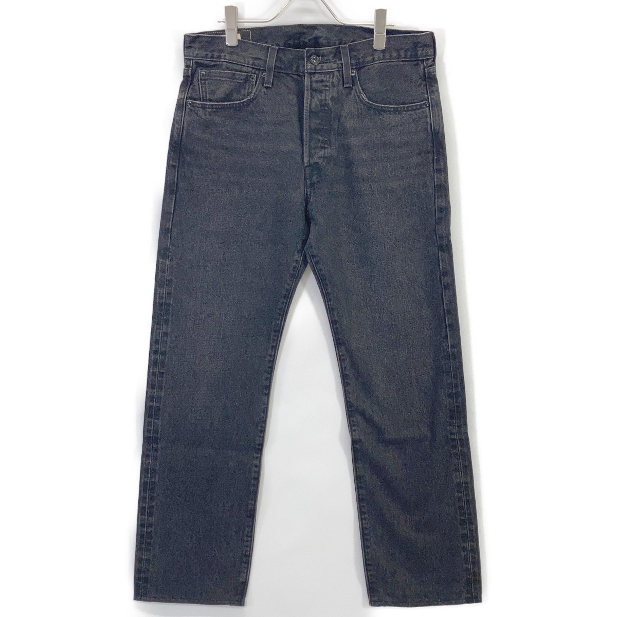 リーバイス 【PREMIUM】EDIFICE 30th別注 501 ブラック コットン ボタンフライ ストレートセルビッジデニムパンツ W31×L30