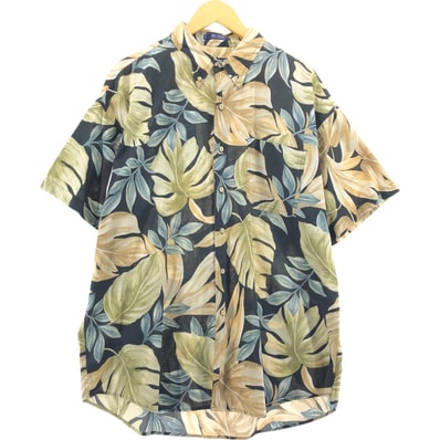 古着 90年代 ラルフローレン Ralph Lauren CHAPS チャップス 総柄 リーフ柄 ボタンダウン ハワイアンアロハシャツ メンズXL相当 ヴィンテージ/eaa561747