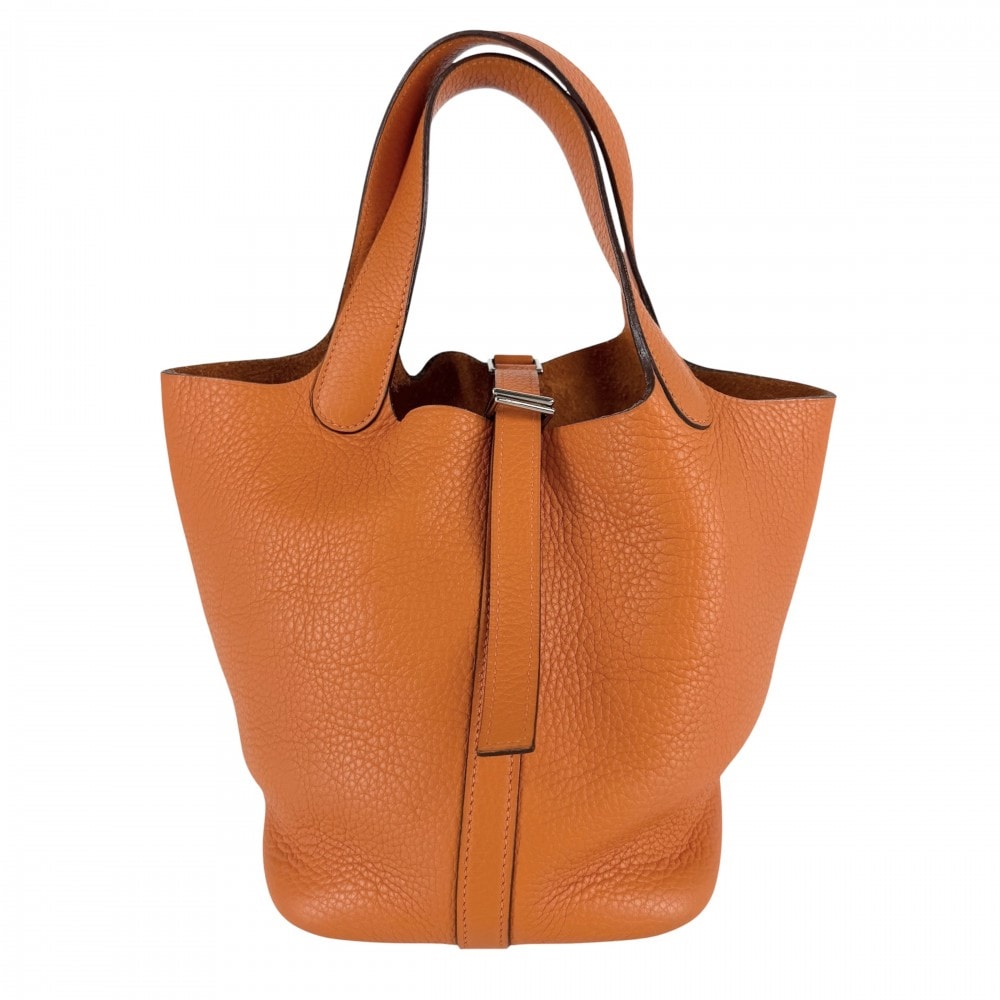 HERMES エルメス ハンドバッグ ピコタンPM □K刻印 レザー    オレンジ系 シルバー金具 レディース 2007年【中古品】