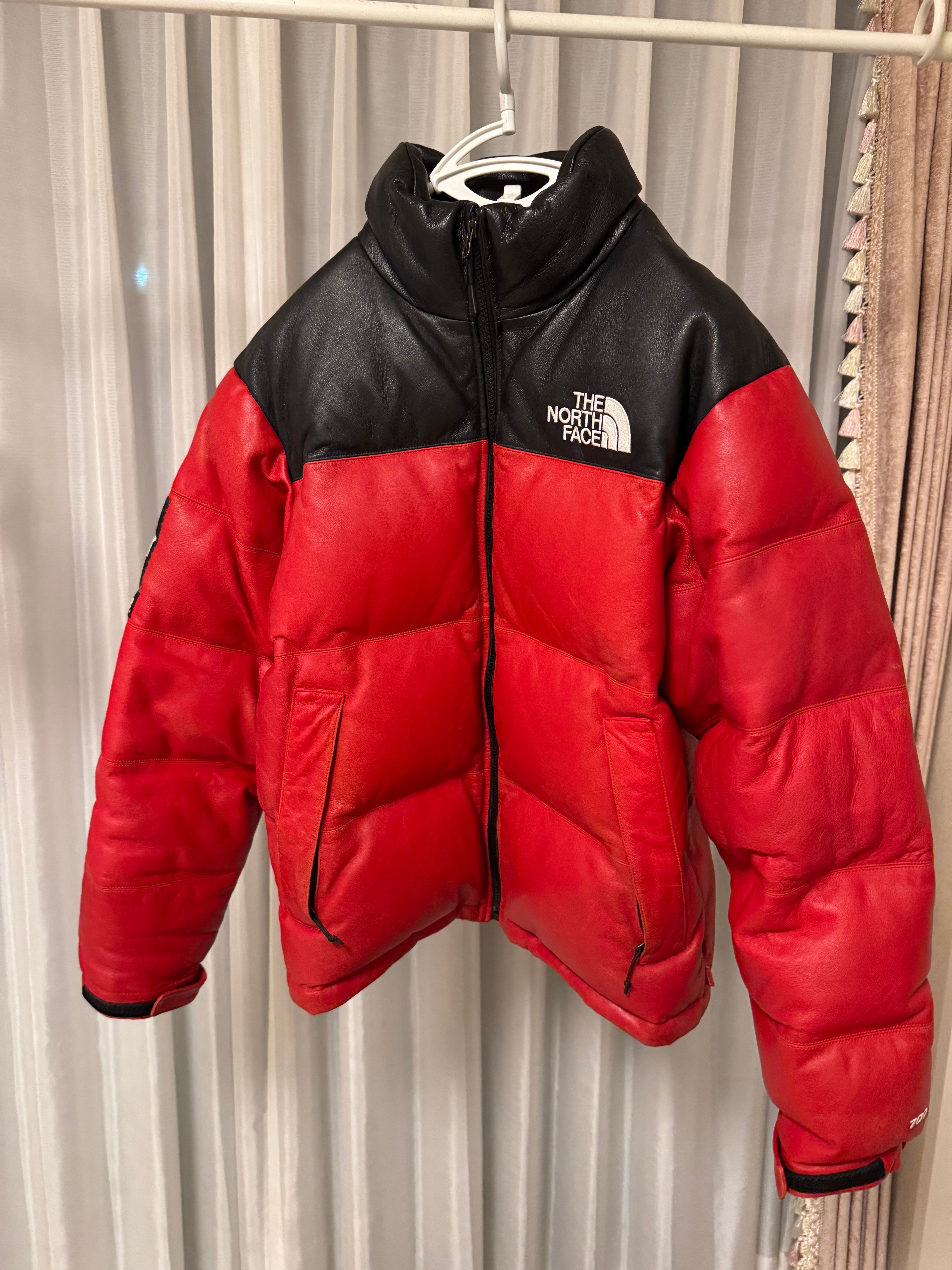 Supreme x The North Face Leather Nuptse Jacket "Red"