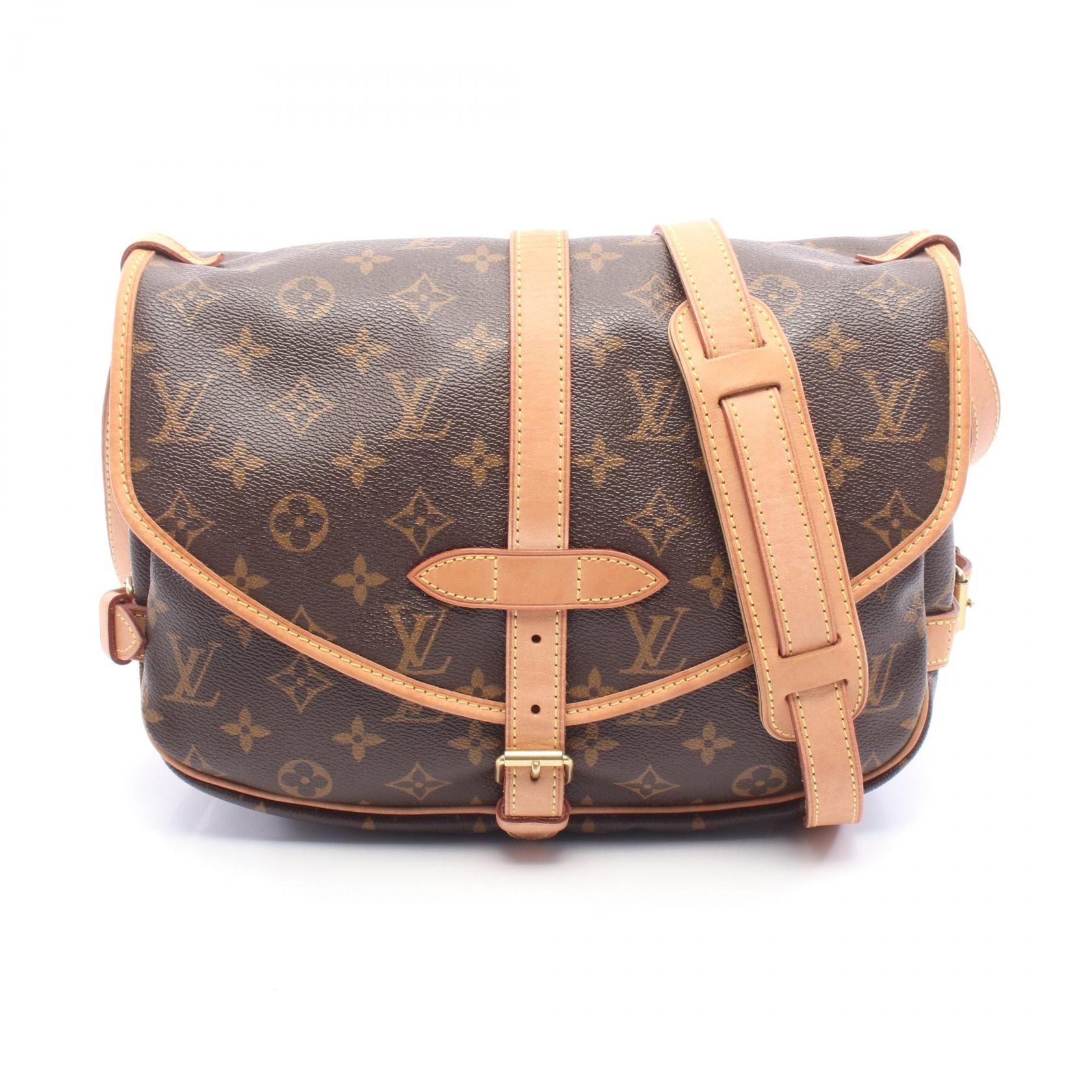 ルイ・ヴィトン LOUIS VUITTON ソミュール30 ショルダーバッグ バッグ PVCコーティングキャンバス レザー モノグラム レディース ブラウン系 M42256 【中古】
