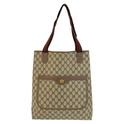 美品 GUCCI グッチ シェリーライン ベージュ ブラウン ゴールド金具 GGスプリームキャンバス トートバッグ ショルダーバッグ 601723 【中古】