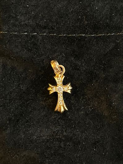 Chrome Hearts 22K CH Cross Baby Fat Charm with Pave Diamond "Yellow Gold"