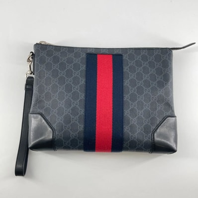 GUCCI(グッチ)スプリームGG クラッチ バッグ 523603 ブラック