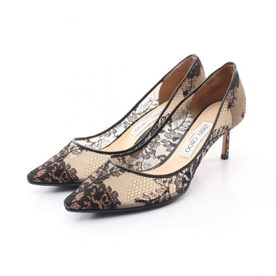 ジミーチュウ JIMMY CHOO ROMY 総レース パンプス 靴 パテントレザー ファブリック レディース ブラック系 【中古】