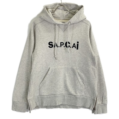 アーペーセー 【×sacai】M27655 グレー HOODIE TAIYO サイドジップ プリントプルオーバーパーカー S