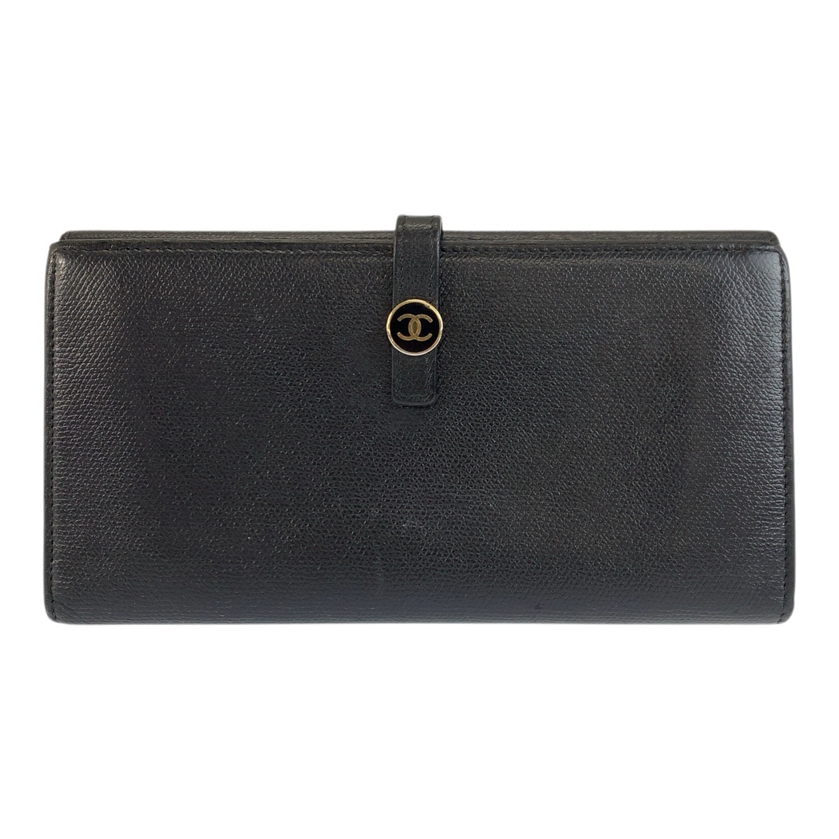 美品 CHANEL シャネル ココボタン ブラック 黒 ゴールド レザー 長財布 ロングウォレット 601796 【中古】