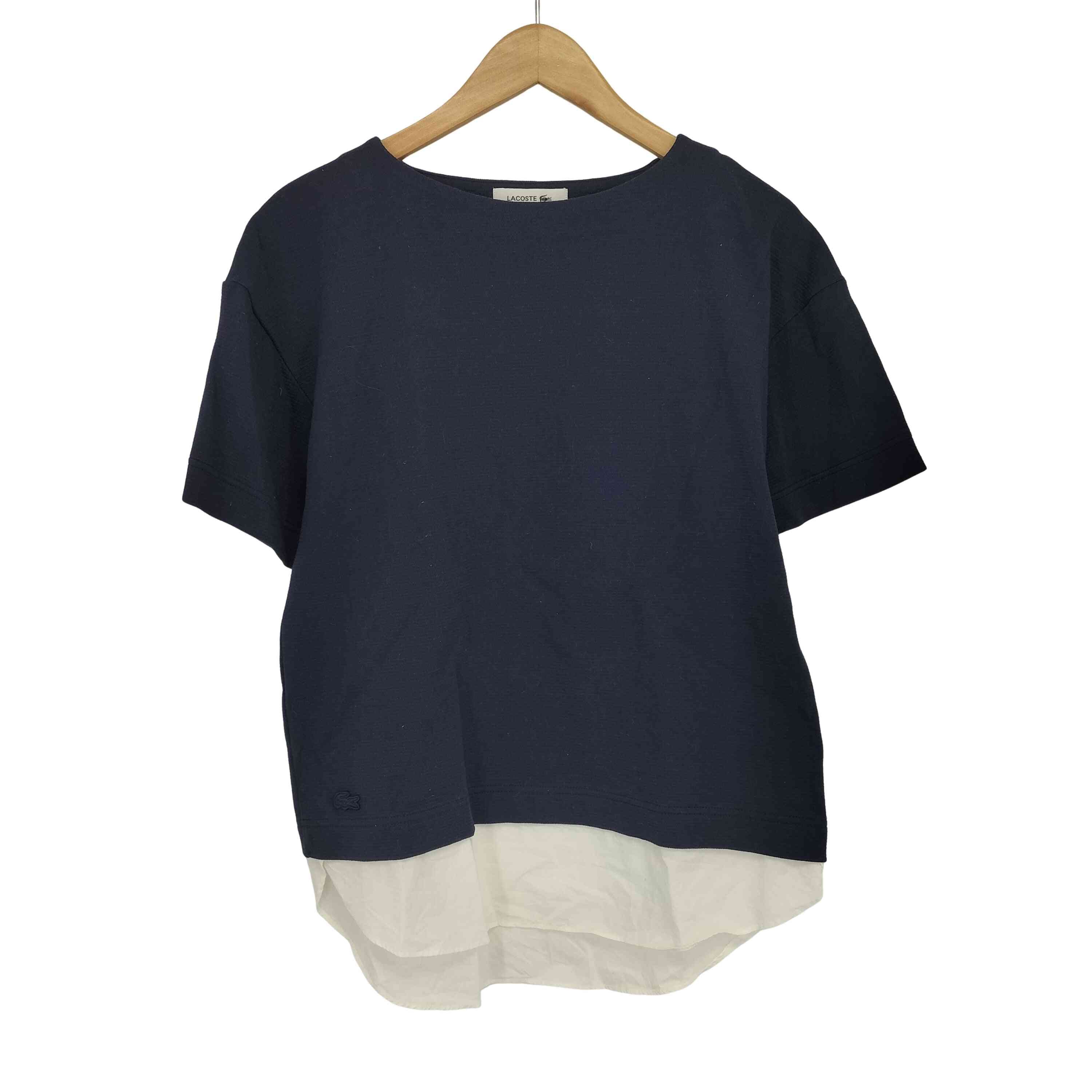 異素材切替裾 ロゴ刺繍 ボートネック カットソー【1141404153578】