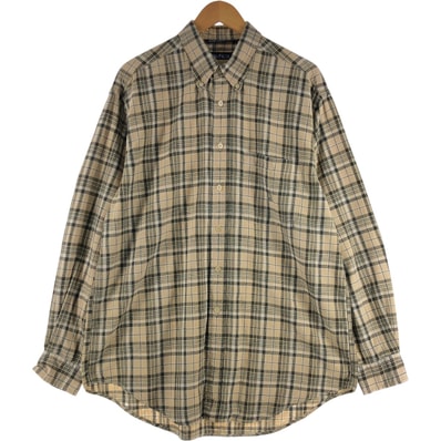 古着 90年代 ノーティカ NAUTICA チェック柄 長袖 コットン×リネン ボタンダウンシャツ メンズL相当 ヴィンテージ/eaa533469