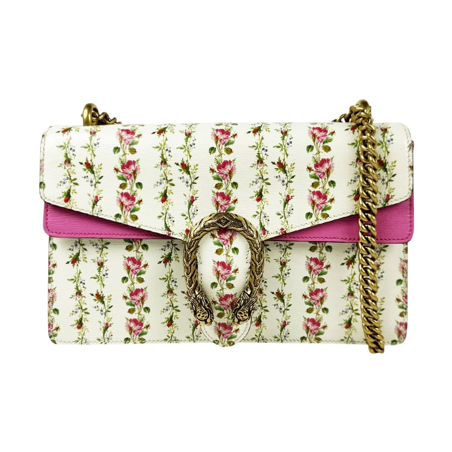 グッチ GUCCI ショルダーバッグ ディオニュソス レザー オフホワイト/ピンク ゴールド レディース 400249【中古】 z11237