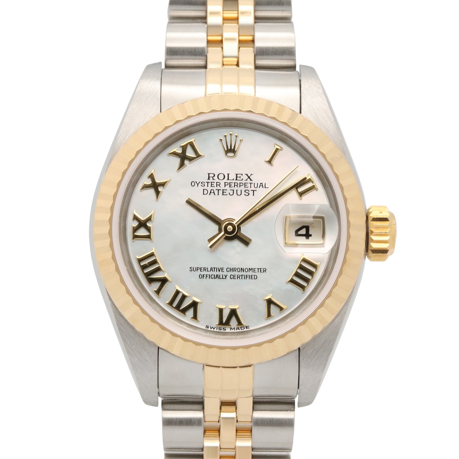 ロレックス ROLEX デイトジャスト K番 腕時計 時計 K18(イエローゴールド) ステンレススチール レディース ホワイト系 ホワイトシェル/ローマ 79173NR 【中古】