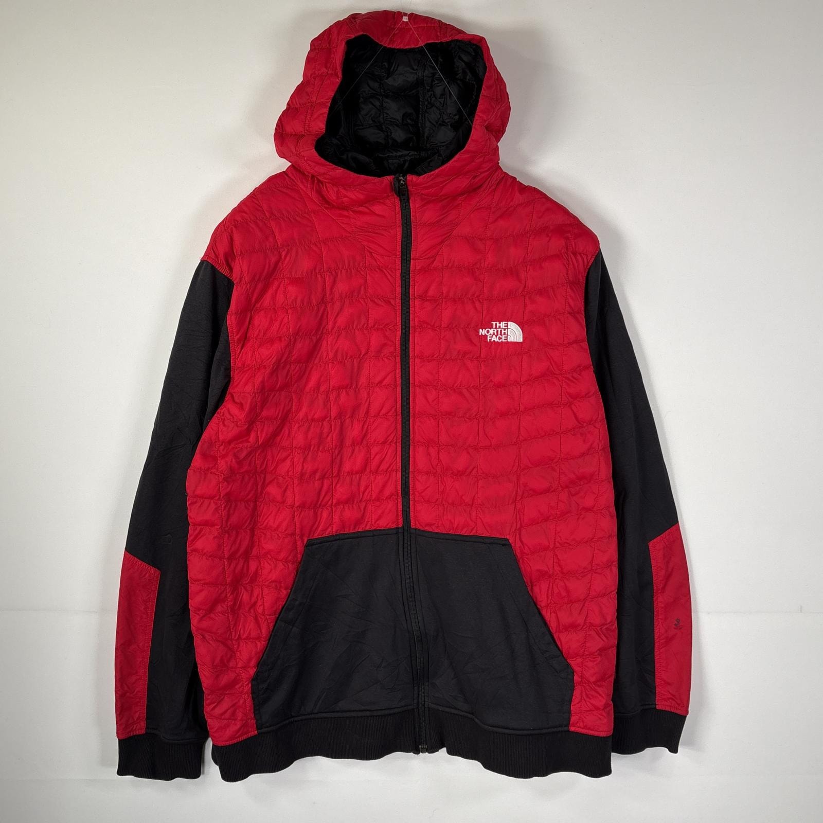 古着 ザ・ノースフェイス THE NORTH FACE ジップアップジャケット フリースライナー ワンポイントロゴ刺繍 レッド メンズ