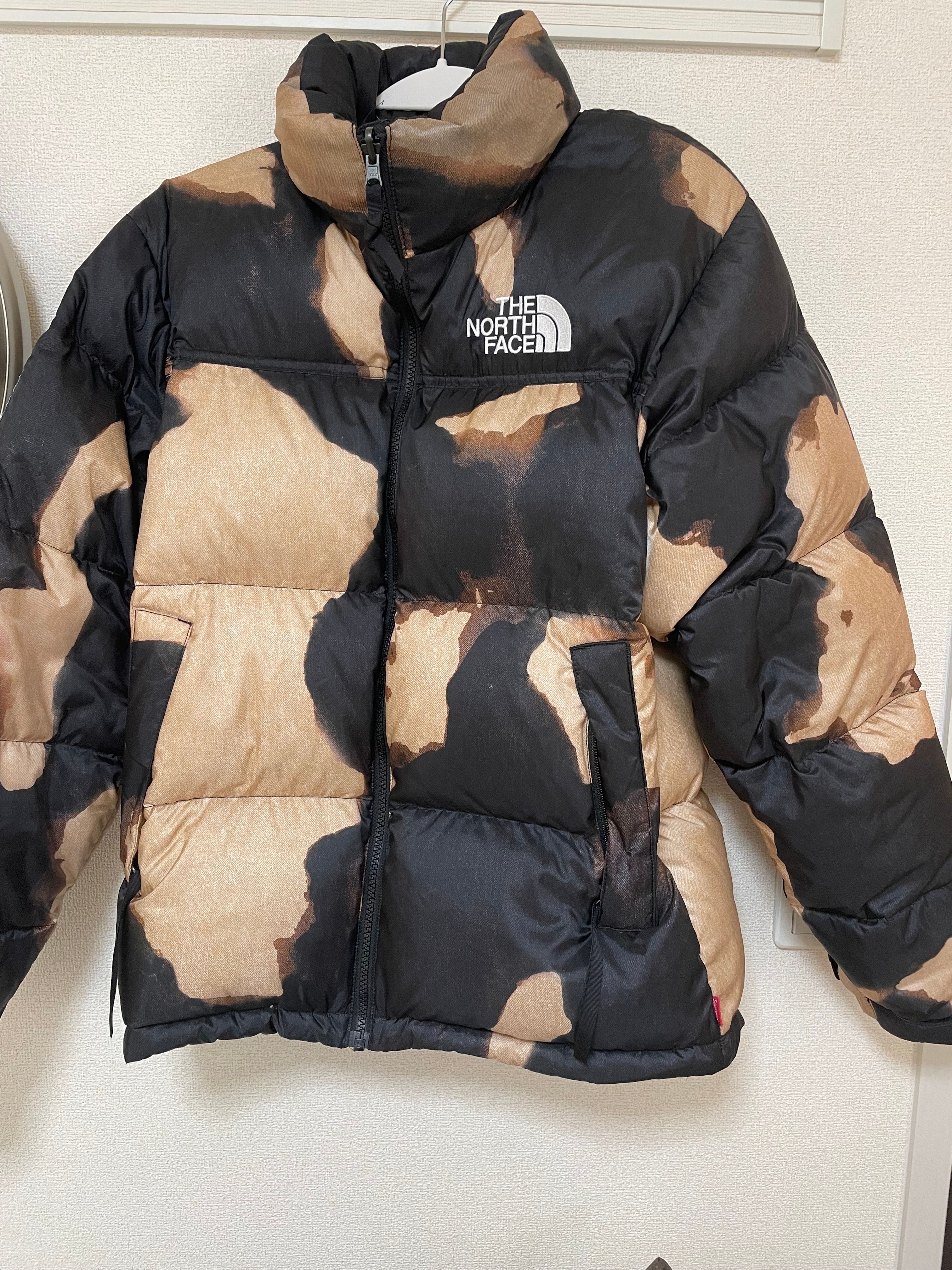 Supreme x The North Face Bleached Denim Print Nuptse Jacket "Black"