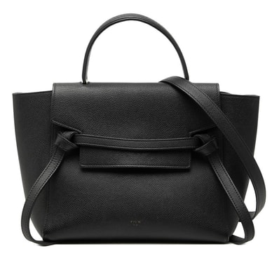 セリーヌ ベルトバッグ マイクロ ハンドバッグ ショルダーバッグ 2WAY ブラック レザー レディース CELINE 【中古】