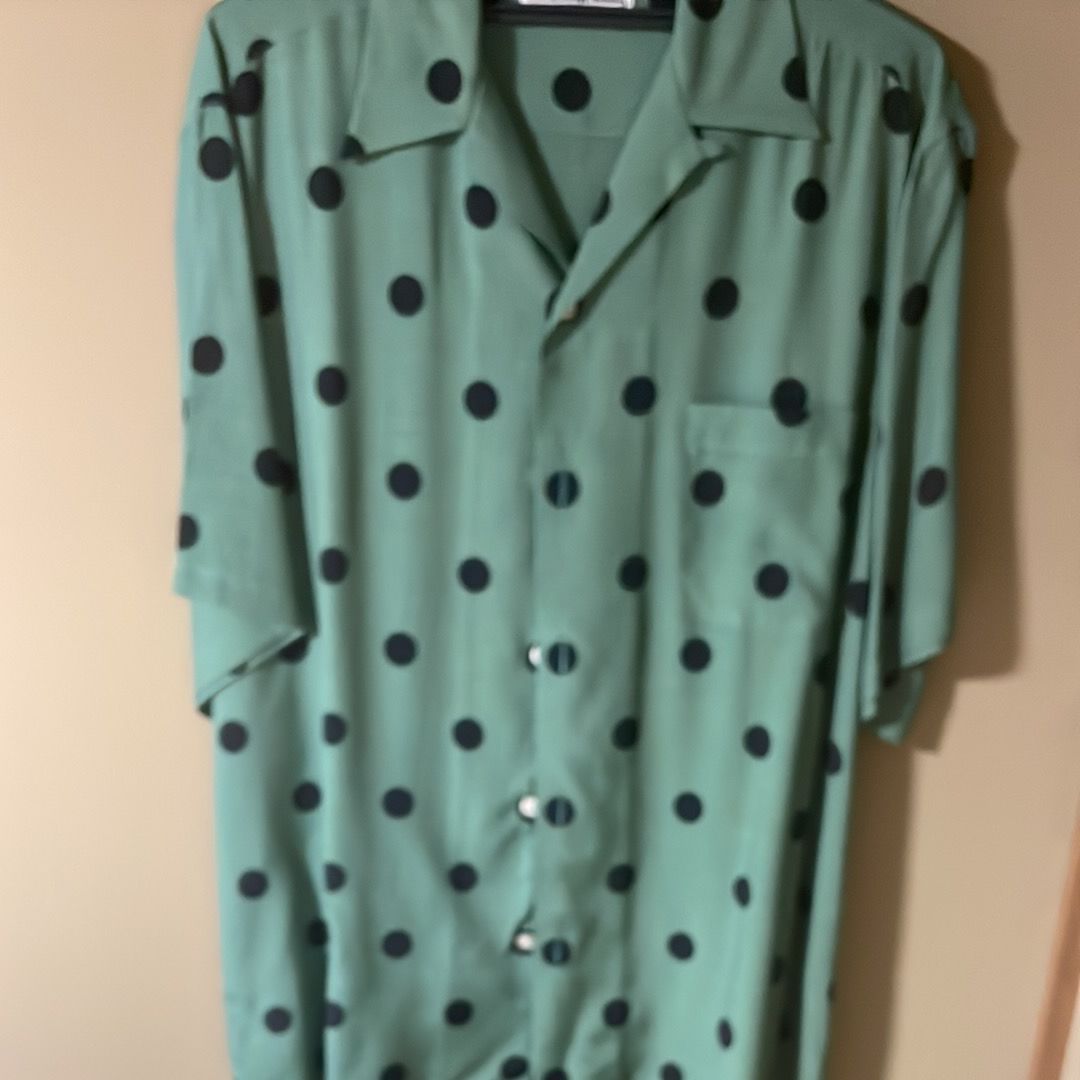 WACKO MARIA Dots Open Collar Shirt "Green"