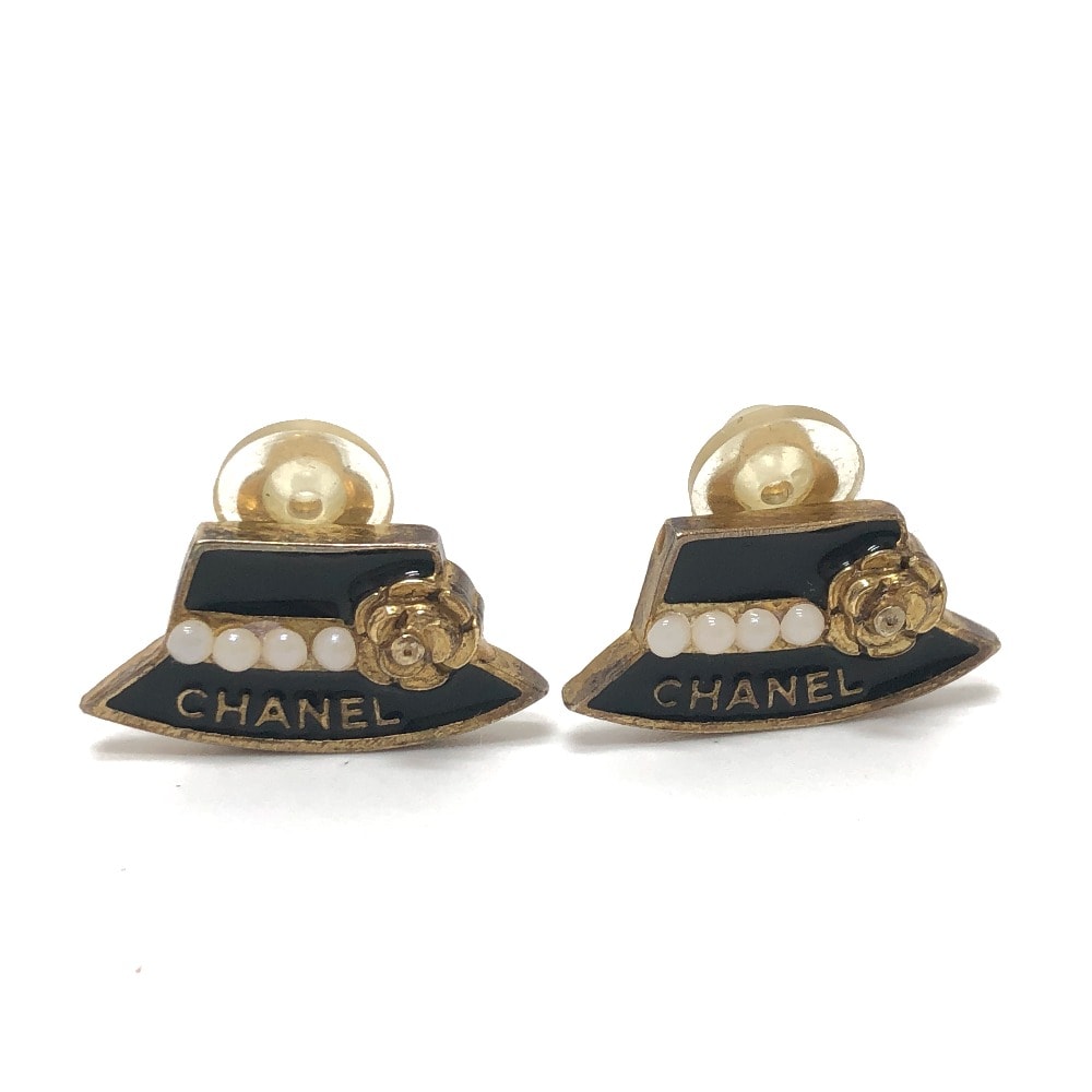 シャネル CHANEL 帽子モチーフ 02A イヤリング GP ブラック