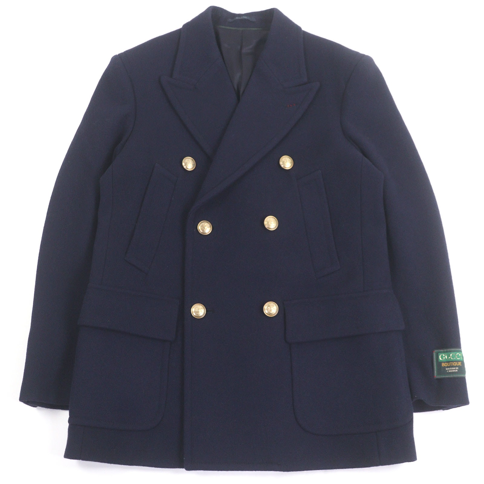 極美品 グッチ チェスターコート ネイビー メンズ 44 715703